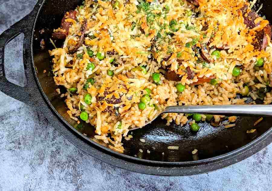 Crispy Rice With Chorizo And Mushrooms Recipe Cuisine Fiend